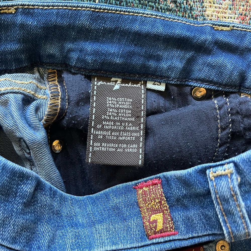 7 For All Mankind Blue Skinny Jeans 25x29 High-Rise Stretch Denim Distressed Y2K - Picture 16 of 16